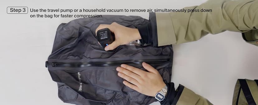Black Voyage Reusable Vacuum Compression Travel Bag for Carry-On Suitcase and Backpack, Recycled IP67 Waterproof Space Saver Vacpack (2-Pack, 18L - Pump Included)