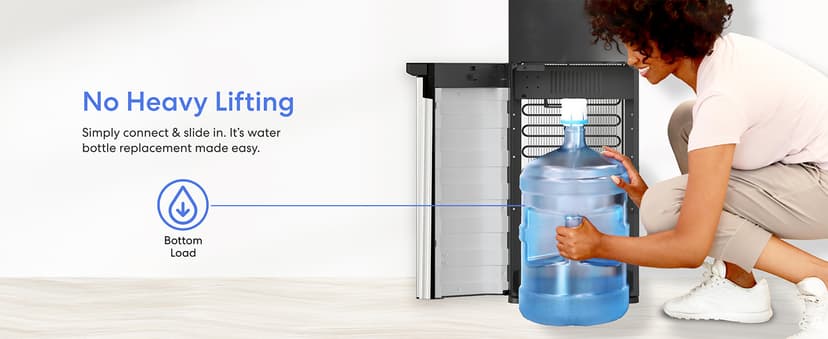 Brio 520 ICE Water Dispenser for 5 Gallon Bottle | Bullet Ice Maker Bottom Load Cooler | UV Self Cleaning, LED Touch Display with Digital Clock, Night Light, Child Safety Lock | 2X Fast Dispense