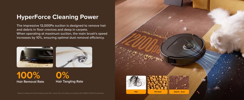 roborock Qrevo S5V Robot Vacuum and Mop, FlexiArm Edge Mopping, 12,000Pa Suction, Dual Zero-Tangle System, Smart Obstacle Avoidance, 10mm Mop Lifting, Auto Mop Washing&Drying, Self-Emptying&Refilling