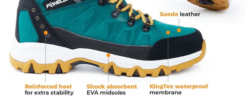 Foxelli Women’s Hiking Boots – Waterproof Lightweight Suede Leather Hiking Boots for Women with All-Day Comfort, Grip & Support for Trails, Travel & Outdoors