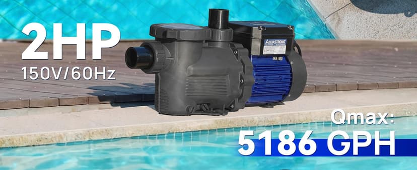 AQUASTRONG In/Above Ground Pool Pump, High Flow (Dual Speed with Timer, 2HP, 115V, 5186 GPH)