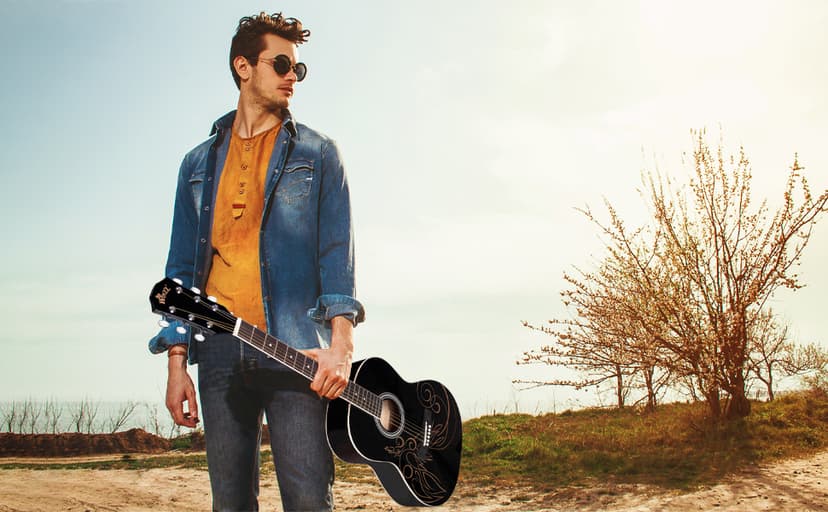 WINZZ AF227A 39 Inches Concert Acoustic Acustica Guitar with Full Kit, Delicate Vine