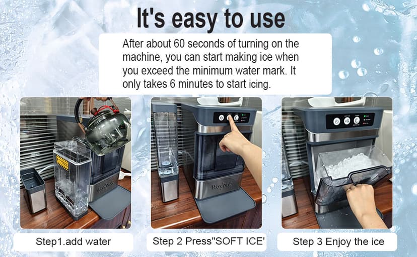 Large Capacity Nugget Ice Makers Countertop One-Click Operation Self-Cleaning Portable Ice Maker 41lbs/24H with There is A Detachable 0.8 Gallons Water Tank Ice Machine for Home,Office