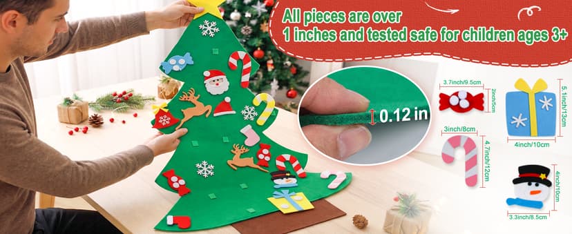 3FT Felt Christmas Tree for Kids Wall with 26 Christmas Ornaments Set, Christmas Crafts for New Year, Xmas Gifts, Indoor Aytai DIY Felt Christmas Tree for Toddlers, Hanging Christmas Decorations B075MY3NFW
