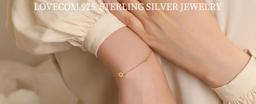LOVECOM 925 Sterling Silver Star/Heart/Flower/Butterfly Bracelets for Women B0DQ93M6G7