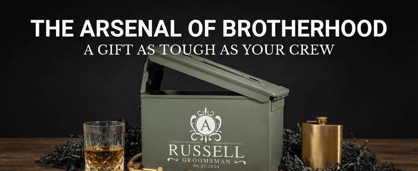 On The Rox Personalized Groomsmen Ammo Box For Men - Custom Groomsmen Ammo Can Gift Set - Authentic Grade 1 Military Ammo Box Gift For Dad - Personalized Wedding Favors - Custom Gift B0CWLPHL32