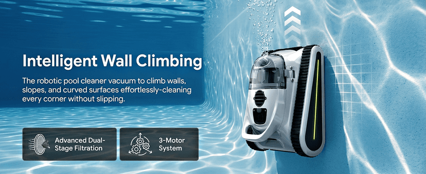Cordless Robotic Pool Cleaner - Automatic Pool Vacuum Robot for Inground&Above Ground Pools, Wall&Waterline Climbing, Smart Navigation, 180mins Runtime, APP Control, Dual Filtration, Powerful Suction