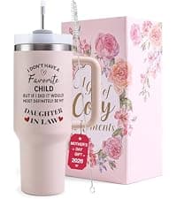 Mother in Law Tumbler with Handle 40oz Mothers Day Gift - Best Funny Mother in Law Mug Gifts for Birthday Mother's Day, Wedding, Valentine's, Christmas B0DS9TZLBC