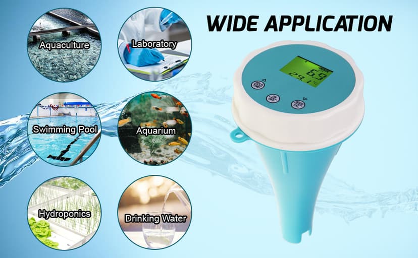 6-in-1 Wireless Water Quality Tester Bluetooth Floating Water Quality Monitor for Pools, Spas, and Hydroponics - pH, EC, ORP, Chlorine, Salinity, and Temperature Measurement