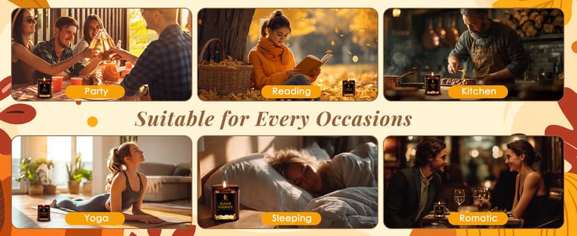 Fall Winter Candle | Sugar Cookies Scented Candle - Thanksgiving Home Decor, 7oz Winter Soy Candles with 50hr Burn Time, Holiday Thanksgiving Christmas Gifts for Women Men