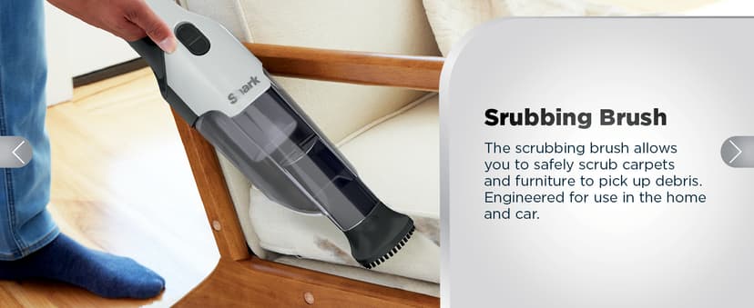 Shark Cyclone PET Handheld Vacuum with, HyperVelocity Suction, Powerful Pet Hair Pickup, Lightweight, XL Dust Cup, Including Upholstery Tool, 8" Crevice Tool, Scrubbing Brush, Pearl White, AA701