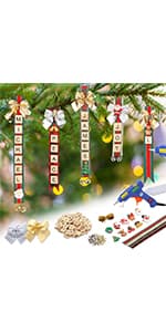 Christmas Ornaments Tree Decorations Personalized Crafts for Girls Adults Kids Kit DIY Ribbon Letter Tiles Bells Rustic Stockings Name Tags Hanging Xmas Decor for Gifts Wreath Room Holiday