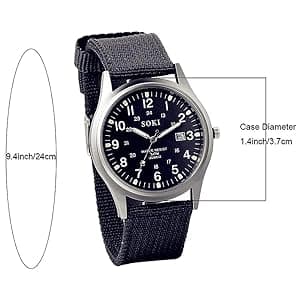 Lancardo Simplicity Analog Quartz Watch with Woven Nylon Band Luminous Hand Military Time 24H (Black) for Men