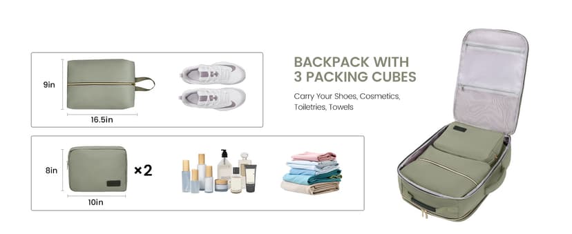 LOVEVOOK 40L Travel Backpack for Women & Men, Airline Approved Carry On Luggage with 3 Packing Cubes, TSA Overnight Bags, Waterproof Personal Item Bag, Weekender Essentials Backpacks fits 17" Laptop