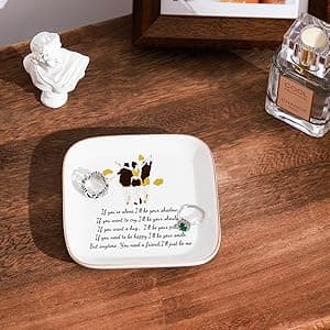 PUDDING CABIN PUDDING CABIN 3 Best Friend Birthday Gift for Women, Ring Dish - If You're Alone, I'll be Your Shadow. If You Want to Cry, I'll be Your Shoulder... Trinket Dish Gift for Female Friends Bestie Gifts
