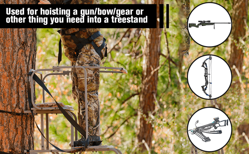 Upgraded Ultra Silent Retractable Bow and Gear Hoist - 30FT Quietest Safety System for Tree Stand Hunting, Essential Hunting Gear