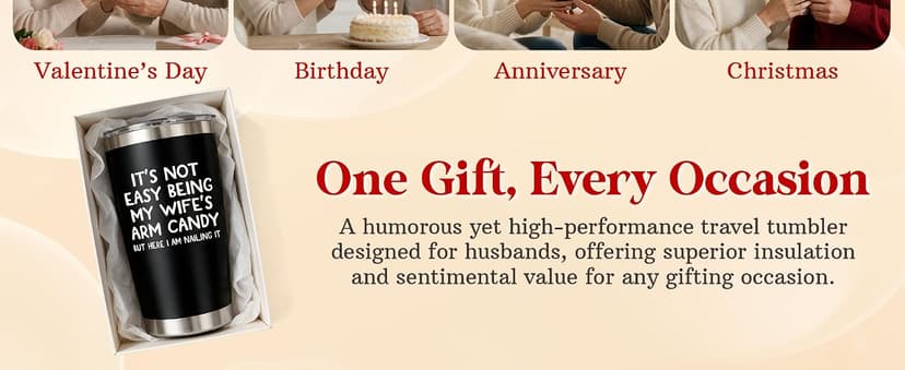 Gifts for Husband Christmas, Anniversary Birthday Gifts for Him Husband, Mens Gift Ideas, Stainless Steel, Lid Included Christmas Birthday Gift for Husband from Wife, 20 oz Tumbler for Men B0DPG6PKK7