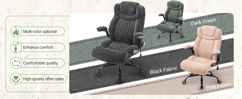 Office Chair, Big and Tall Executive Chairs with Lumbar Support for Back Pain, Breathable Desk Computer Chair with Adjustable Flip-up Armrests, Wide Cushion Swivel Home Office Chair Black PU