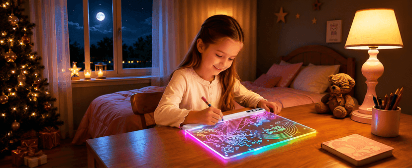 Led Drawing Board with 14 Light Effects,16" Rechargeable Glow Doodle Led Note Board with Colorful Markers,Neon Art Dry Erase Doodle Glow Drawing Tablet,Chritmas Birthday Festival Gifts for Kid (White) B0H1HPZ583
