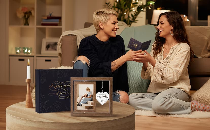 Mrs and Mrs 2026 Brown Picture Frame, Mrs & Mrs Wedding Gifts, Newlywed Engagement Present Lesbian Couple Bridal Shower Gifts, LGBT Gift Ideas