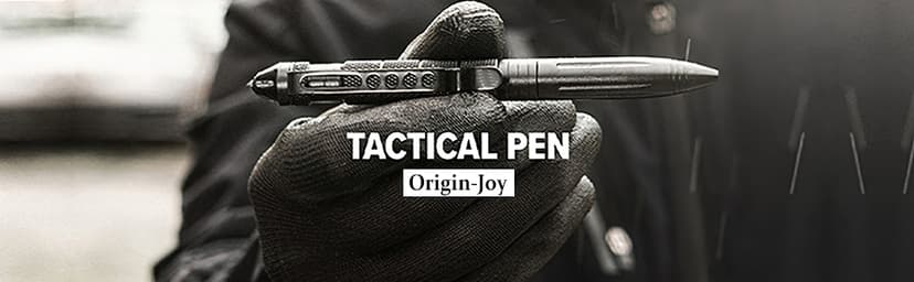 Origin-Joy 2 Pack Tungsten Steel Military Tactical Pen Set, Multifunctional EDC Self Defense Pen With 8 Ballpoint Refills (Black & Gray)