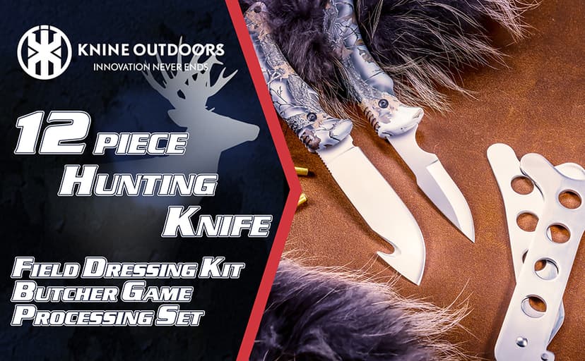 Portable Butcher Game Processor Set, 12 Pieces KNINE OUTDOORS Hunting Deer Knife Set Field Dressing Kit B099QTQ98L