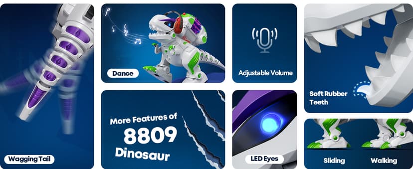 Programmable, Walking, Roaring, LED Eyes and Shooting, Interactive Gifts for Boys & Girls Age 3 4 5 6 7 8 Ruko 8809 Dinosaur Toys for Kids, Large Rechargeable RC T-Rex, Green B0FLD5QB87