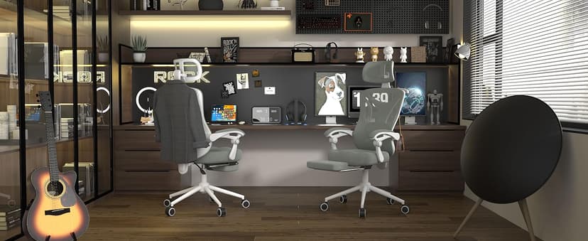 Ergonomic Office Chair with Footrest - Adjustable Lumbar Support & Headrest, 90-160° Reclining Mesh Back Computer Chair - Home Office/Gaming, 350lbs Capacity