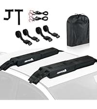 Abahub Soft Roof Rack Pads with 2 Tie Down Straps, 2 Tie Down Ropes, 2 Hood Loops and Storage Bag, for Surfboard, Kayak, Canoe, Heavy Duty Universal Car Roof Racks System