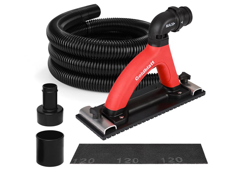 Goldblatt Dust Free Hand Sander, Dustless Drywall Vacuum Sander, with 6.5 ft Hose, Sanding Pad, Adapter