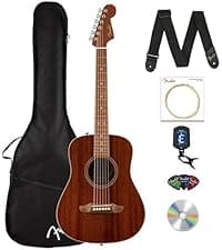 Fender California Standard Redondo Mini Acoustic Guitar - Surf Green Bundle with Gig Bag, Tuner, Strap, Strings, Picks, and Austin Bazaar Instructional DVD
