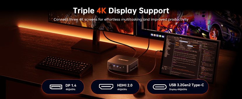 ACEMAGIC Mini PC Gaming AMD Ryzen 7 7730U (Upgraded 7430U/ 5825U) Windows 11 Pro 32GB RAM 1TB SSD Triple 4K@60Hz Display WiFi6 BT5.2 Type-C HDMI DP1.4b Mini Computers Desktop for Light Gaming/Office