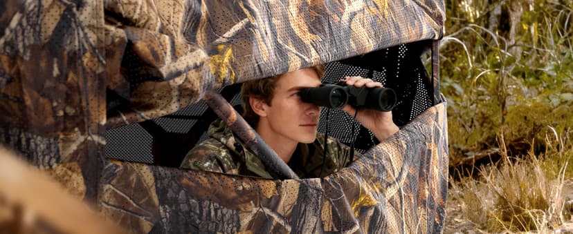 OLIXIS 270°See Through Hunting Blind, 2-3 Person Pop Up Camouflage Tent with Carrying Bag, Portable Hunting Tent with Accessory Bag