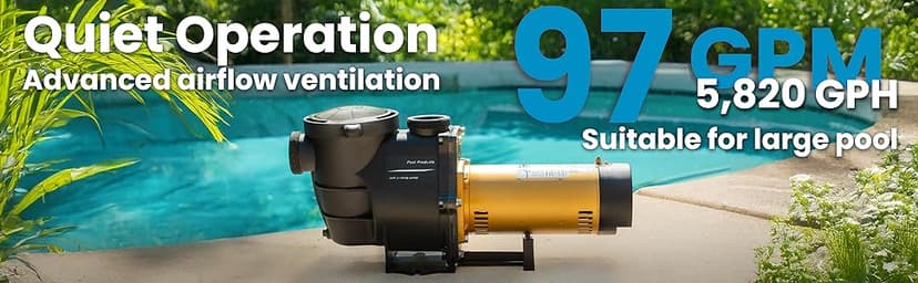 XtremepowerUS 2HP In-Ground Swimming Pool Pump Dual Speed High Flow 2" Inlet 230V High Flo 2-Speed w/ Slip-On Fitting Adapter, 5,820 GPH with Filter Basket