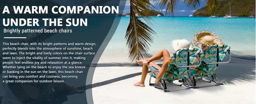 Outvita Backpack Beach Chair, 5 Level Adjustable Positions Beach Chair with Back Storage Bag, Cooler Pouch and Side Bags for Beach Poolside Lawn