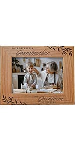 CEDAR CRATE MARKET Grandparent Gifts, Grandparent Picture Frame - Laser Engraved Natural Alder Wood Horizontal Photo Frame, Easel Back, Wall Mount Fits 5x7 Horizontal Portrait Sentimental Gift