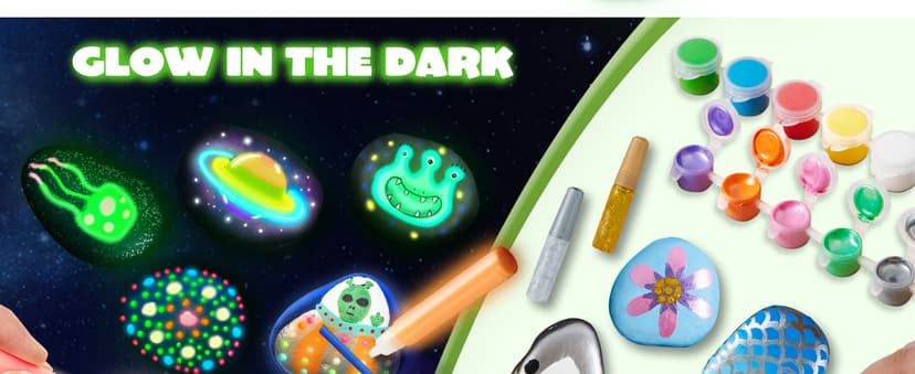JOYIN Rock Painting Kit- Glow in The Dark Rock Kit, Arts and Crafts for Kids Ages 6-12, Art Supplies Toy, Kids Craft Paint Kits, Arts & Crafts for Boys Girls Birthday Party Gift Toy