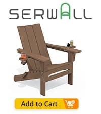 SERWALL Folding Adirondack Chair Set of 2 Outdoor Chairs Painted Adirondack Chair with Cup Holder Weather Resistant for Patio Deck Garden, Backyard Deck, Fire Pit- Brown