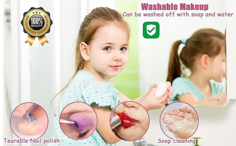 For Ideahome Kids Washable Makeup Girl Toys - Real Make Up Set, Little Girls Makeup Kit for Toddler Kid Children Princess, Christmas Birthday Gift Toys for Girl 4 5 6 7 8 9 10 Year Old