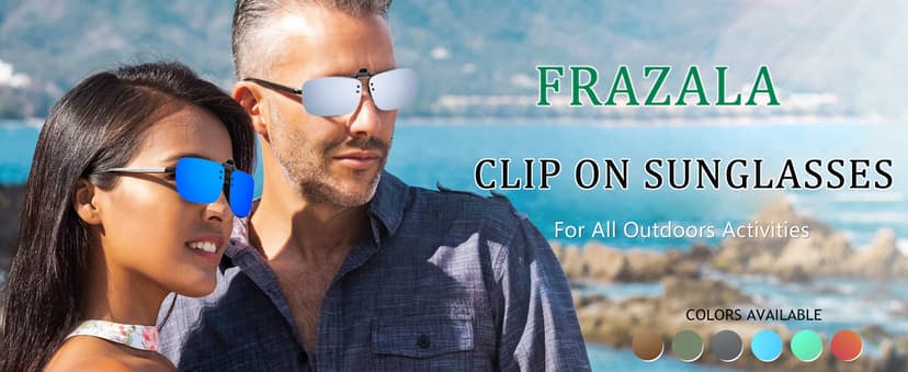 FRAZALA Polarized Clip-on Sunglasses Anti-Glare Driving Glasses for Prescription Glasses