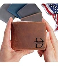 Personalized Leather Toiletry Bag for Men – Custom Engraved Shaving Dopp Kit with Name or Initial, Travel Gift for Groomsmen, Husband, Dad, Boyfriend, Birthday, Christmas, Anniversary, Gifts for Men