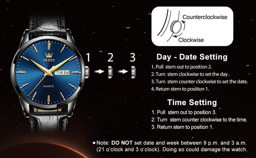 QBAIZI Men's Casual Leather Watch, Easy to Read Three-Hand Analog Stainless Steel Watches for Men, Minimalist Day Date Waterproof Luminous Mens Quartz Wristwatch