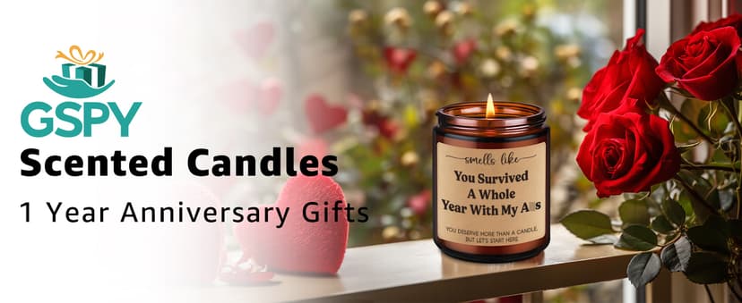 GSPY Scented Candle, 1st Anniversary Candle Gifts for Boyfriend, Girlfriend - 1 Year Paper Anniversary Happy Gifts for Couple, Him, Her - First, One Year Wedding Anniv. Presents for Husband, Wife