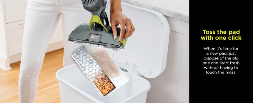 Shark VACMOP Cordless Hard Floor Cleaner, Vacuum and Spray Mop, Powerful Suction, Lightweight, LED Headlights, Includes 4 Disposable Pads, 12oz Multi-surface Cleaning Solution, Gray, VM252