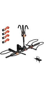 Bike Rack for Car, SUV, RV, Mount Hitch Bike Back 4, Up to 143 lbs Load Bicycle Rack Carrier Rubber Straps, Tilt Release with 2" Hitch for Cars (4BIKES)