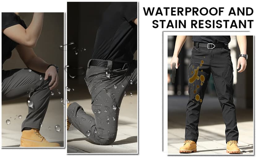 Generic Mens Cargo Work Pants Ripstop Tactical Pant with Multi Pockets Outdoor Water Resistant Hiking Woking Construction Trousers