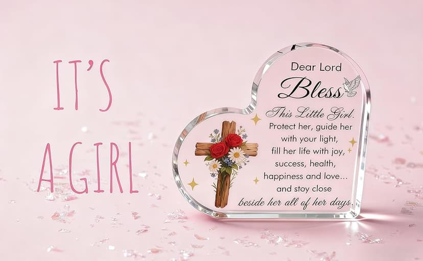 Baby Girl Baptism Gifts, Christmas First Communion Catholic Confirmation Gifts for Newborn BabyGirl, Acrylic Plaque Christian Christening Dedication Baptismal Gift for Teenage, Little Girl