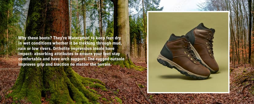 HI-TEC Aspen Mid Waterproof Men's Hiking Boots - Black or Brown, Medium or Wide Lightweight Outdoor Trekking Shoes