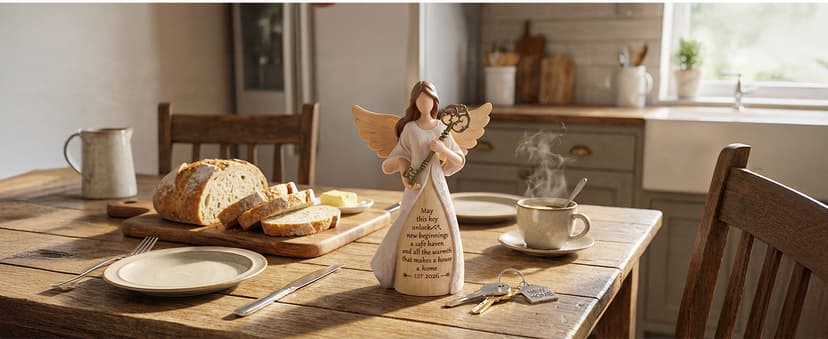 Handmade Resin with Gift-ready Package, Perfect Entryway Table Decor Symbolizing New Beginnings for Homeowner Women Friend Storieme Housewarming Angel Figurine, House Warming Gifts New Home B0G7Y6LMG4