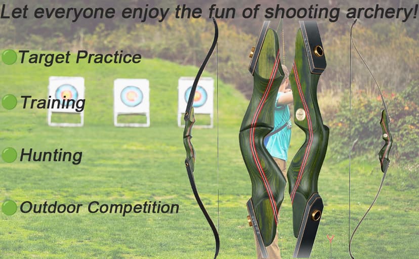 Archery 60" Recurve Bow and Arrow Set for Adults, 30-50lbs Right Hand Wooden Hunting Bow for Outdoor, Hunting and Practice, Standard Target Archery Beginner Recurve Bow and Arrows Kit